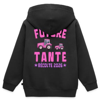 Zukünftige Tante Harvest 2026 - Kinder Premium Organic Zip Hoodie - Schwarz - Hinten - AI Model Kid Male (0cm)