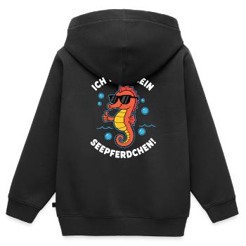Bestandene Prüfung – Seepferdchen mit Sonnenbrille - Kinder Premium Organic Zip Hoodie - Schwarz - Hinten - AI Model Kid Male (0cm)