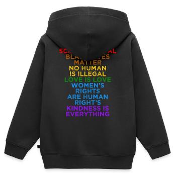 Soziale Gerechtigkeit Liebe Gleichheit Menschenrechte - Kinder Premium Organic Zip Hoodie - Schwarz - Hinten - AI Model Kid Male (0cm)