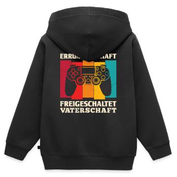 Expectant Father ACHIEVEMENT UNLOCKED - Kids Premium Organic Zip-up Hoodie - black - Back - AI Model Kid Male (0cm)