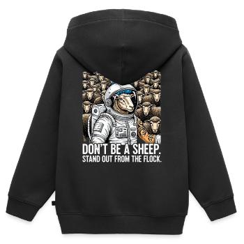 Don't Be a Sheep - Astronaut Schaf Punk - Kinder Premium Organic Zip Hoodie - Schwarz - Hinten - AI Model Kid Male (0cm)