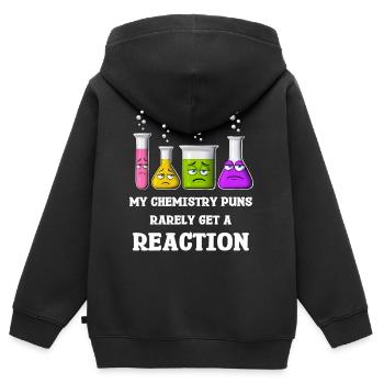 Meine Chemie-Wortspiele bekommen selten Reaktionen - Kinder Premium Organic Zip Hoodie - Schwarz - Hinten - AI Model Kid Male (0cm)