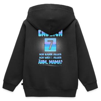 7 Geburtstag Spruch Geschenk Junge Maedchen 7 Jahr - Kinder Premium Organic Zip Hoodie - Schwarz - Hinten - AI Model Kid Male (0cm)