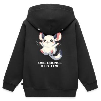 EP grind – Sprung für Sprung | Chinchilla - Kinder Premium Organic Zip Hoodie - Schwarz - Hinten - AI Model Kid Male (0cm)