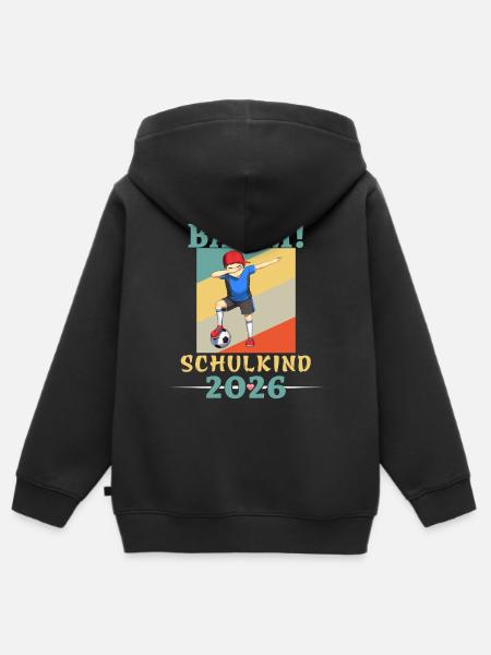 BÄÄM Schulkind 2026 Einschulung Fußball - Kinder Premium Organic Zip Hoodie - Schwarz
