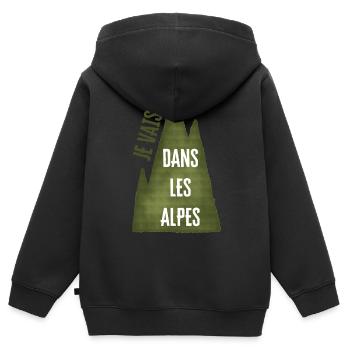 Je Vais Dans Les Alpes - Sweat Premium à capuche zippé enfant bio - noir - Dos - AI Model Kid Male (0cm)