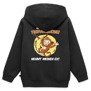 Tierschutz STOPPT TIERVERSUCHE NEHMT MEINEN EX - Kinder Premium Organic Zip Hoodie - Schwarz - Hinten - AI Model Kid Male (0cm)