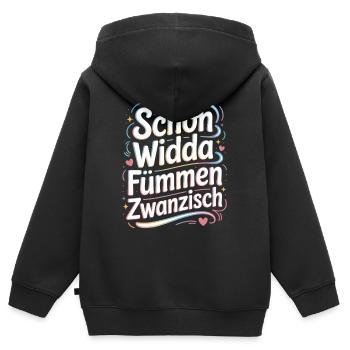 Schon Widda Fümmen Zwanzisch 50. Geburtstag - Kinder Premium Organic Zip Hoodie - Schwarz - Hinten - AI Model Kid Male (0cm)