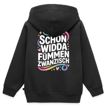 Schon Widda Fümmen Zwanzisch 50. Geburtstag - Kinder Premium Organic Zip Hoodie - Schwarz - Hinten - AI Model Kid Male (0cm)