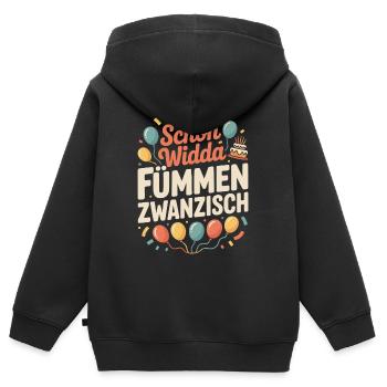 Schon Widda Fümmen Zwanzisch 50. Geburtstag - Kinder Premium Organic Zip Hoodie - Schwarz - Hinten - AI Model Kid Male (0cm)