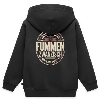 Schon Widda Fümmen Zwanzisch 50. Geburtstag - Kinder Premium Organic Zip Hoodie - Schwarz - Hinten - AI Model Kid Male (0cm)