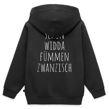 Schon Widda Fümmen Zwanzisch 50. Geburtstag - Kinder Premium Organic Zip Hoodie - Schwarz - Hinten - AI Model Kid Male (0cm)