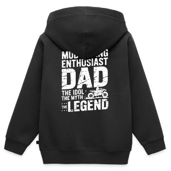 Papa, passionné de courses de boue, l'idole adore la boue - Sweat Premium à capuche zippé enfant bio - noir - Dos - AI Model Kid Male (0cm)