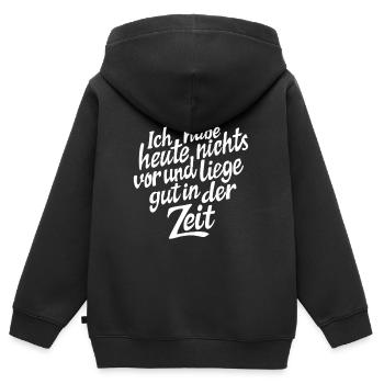 Ich habe heute nichts vor - ausruhen Spruch - Kinder Premium Organic Zip Hoodie - Schwarz - Hinten - AI Model Kid Male (0cm)