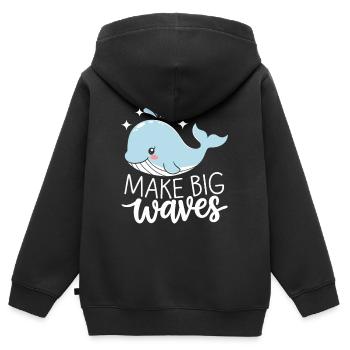Mach Große Wellen Mit Selbstbewusstsein - Kinder Premium Organic Zip Hoodie - Schwarz - Hinten - AI Model Kid Male (0cm)