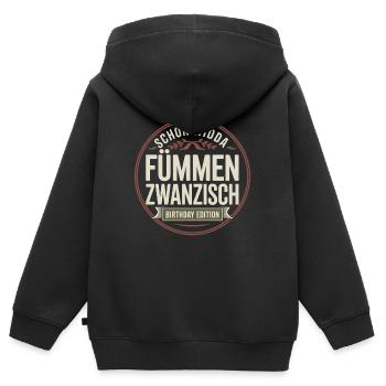 Schon Widda Fümmen Zwanzisch 50. Geburtstag - Kinder Premium Organic Zip Hoodie - Schwarz - Hinten - AI Model Kid Male (0cm)