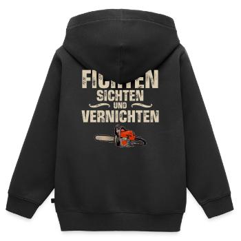 Holzfäller - Kinder Premium Organic Zip Hoodie - Schwarz - Hinten - AI Model Kid Male (0cm)