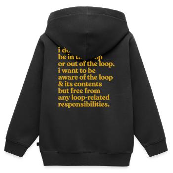 Conscient de la citation Loop - Sweat Premium à capuche zippé enfant bio - noir - Dos - AI Model Kid Male (0cm)