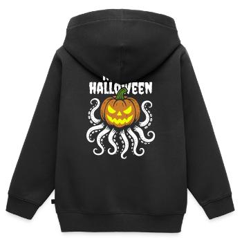 Joyeux Halloween - Poulpe Citrouille avec Tentacules - Sweat Premium à capuche zippé enfant bio - noir - Dos - AI Model Kid Male (0cm)