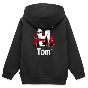Halloween Gruselige Geisternacht Gestaltung - Kinder Premium Organic Zip Hoodie - Schwarz - Hinten - AI Model Kid Male (0cm)