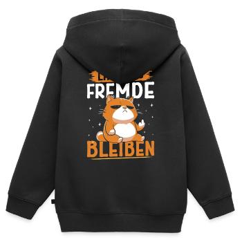 Majorque LET’S STAY STRANGERS Fun - Sweat Premium à capuche zippé enfant bio - noir - Dos - AI Model Kid Male (0cm)