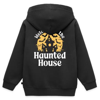 Bienvenue à la maison hantée - Sweat Premium à capuche zippé enfant bio - noir - Dos - AI Model Kid Male (0cm)