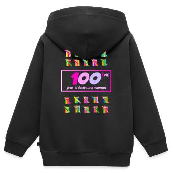100. Schultag ohne Mutter-Humorkind - Kinder Premium Organic Zip Hoodie - Schwarz - Hinten - AI Model Kid Male (0cm)