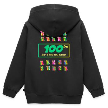100. Schultag ohne Mama geschenkte Tochter - Kinder Premium Organic Zip Hoodie - Schwarz - Hinten - AI Model Kid Male (0cm)