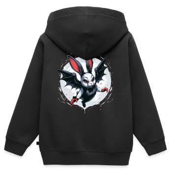 Lapin Noir Vampire Crête Vampire Vampire - Sweat Premium à capuche zippé enfant bio - noir - Dos - AI Model Kid Male (0cm)
