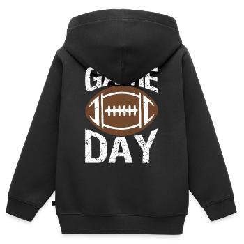 Jour de match Saison de football Football Gold Vibes - Sweat Premium à capuche zippé enfant bio - noir - Dos - AI Model Kid Male (0cm)