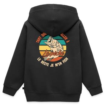 Fisch den Rest Ist mir egal Fisch Fischer - Kinder Premium Organic Zip Hoodie - Schwarz - Hinten - AI Model Kid Male (0cm)