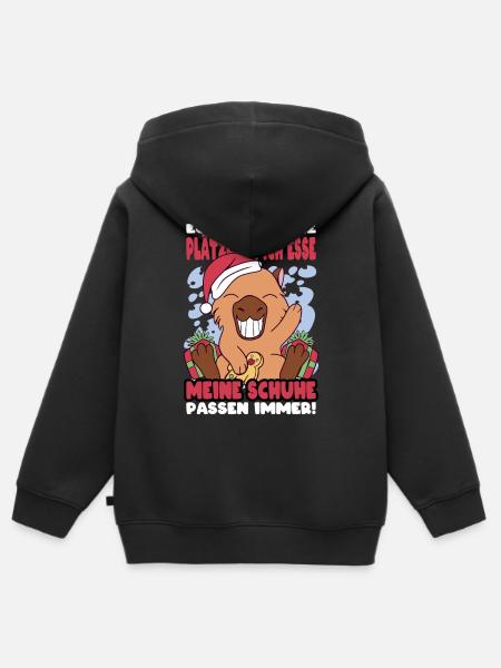 Weihnachtsgeschenk Capybara Plätzchen Lustig - Kinder Premium Organic Zip Hoodie - Schwarz
