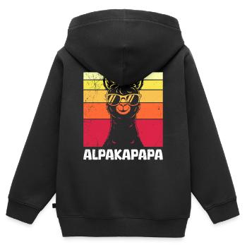 Expectant Father ALPAKAPAPA Retro Funny - Kids Premium Organic Zip-up Hoodie - black - Back - AI Model Kid Male (0cm)