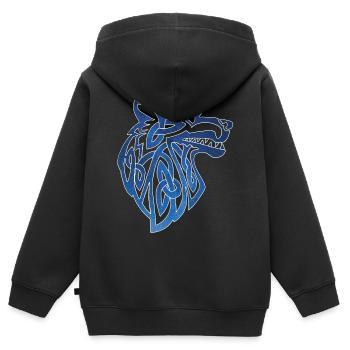 Wikingerwolf und Sternenhimmel - Kinder Premium Organic Zip Hoodie - Schwarz - Hinten - AI Model Kid Male (0cm)
