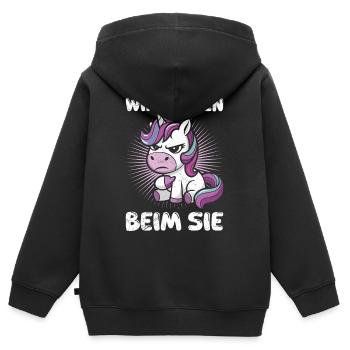 Majorque NOUS RESTONS AVEC VOUS Anti Flirt Drôle - Sweat Premium à capuche zippé enfant bio - noir - Dos - AI Model Kid Male (0cm)