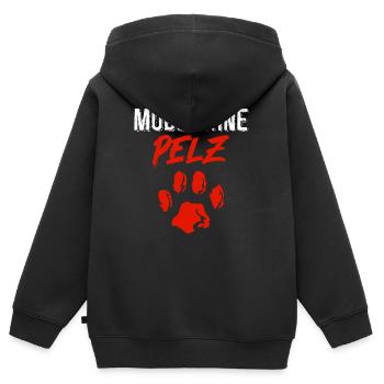 Bien-être animal MODE SANS FOURRURE Anti Fourrure Drôle - Sweat Premium à capuche zippé enfant bio - noir - Dos - AI Model Kid Male (0cm)