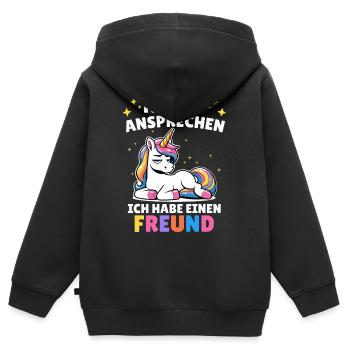 Malle NICHT ANSPRECHEN HABE EINEN FREUND - Kinder Premium Organic Zip Hoodie - Schwarz - Hinten - AI Model Kid Male (0cm)