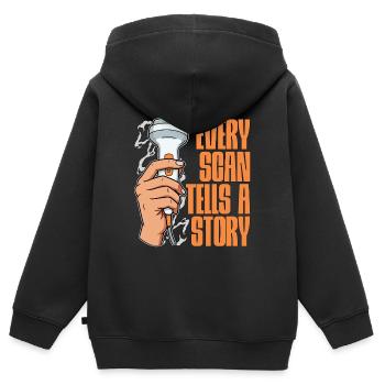 échographiste Chaque scan raconte une histoire Échographie - Sweat Premium à capuche zippé enfant bio - noir - Dos - AI Model Kid Male (0cm)