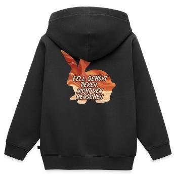 Tierschutz PELZ GEHÖRT DEN TIEREN Lustiges - Kinder Premium Organic Zip Hoodie - Schwarz - Hinten - AI Model Kid Male (0cm)
