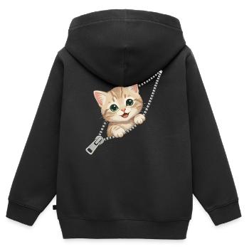 Katze, Kostüm, Süßes Kätzchen, Reissverschluß - Kinder Premium Organic Zip Hoodie - Schwarz - Hinten - AI Model Kid Male (0cm)