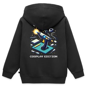 Grinding XP – Édition Cosplay | Artisanat, Con - Sweat Premium à capuche zippé enfant bio - noir - Dos - AI Model Kid Male (0cm)