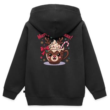 Merry Christmas Rentier-Tasse Shirt - Kinder Premium Organic Zip Hoodie - Schwarz - Hinten - AI Model Kid Male (0cm)