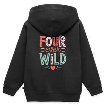 Four Ever Wild Kids Birthday 4 Years Gift - Kids Premium Organic Zip-up Hoodie - black - Back - AI Model Kid Male (0cm)