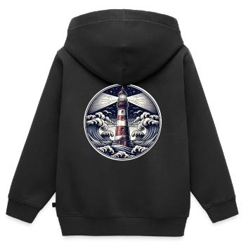 phare - Sweat Premium à capuche zippé enfant bio - noir - Dos - AI Model Kid Male (0cm)