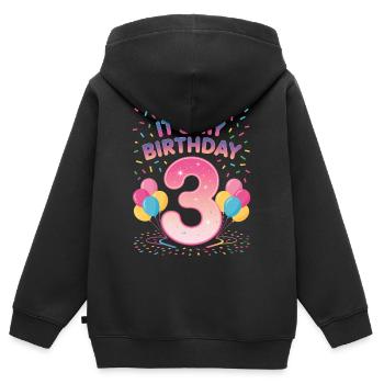 3 Jahre Mädchen It’s My Birthday Kinder Geburtstag - Kinder Premium Organic Zip Hoodie - Schwarz - Hinten - AI Model Kid Male (0cm)