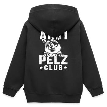 Tierschutz ANTI PELZ CLUB Anti Fur Lustig - Kinder Premium Organic Zip Hoodie - Schwarz - Hinten - AI Model Kid Male (0cm)