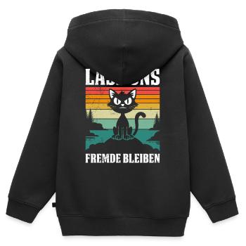 Majorque LET’S STAY STRANGERS Fun - Sweat Premium à capuche zippé enfant bio - noir - Dos - AI Model Kid Male (0cm)