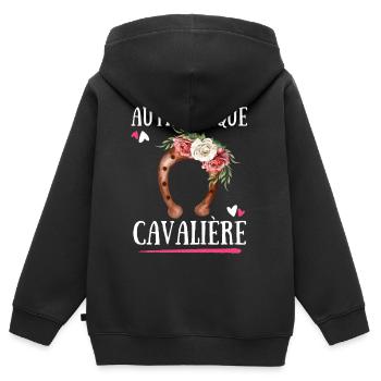 Authentischer Cavaliere - Kinder Premium Organic Zip Hoodie - Schwarz - Hinten - AI Model Kid Male (0cm)