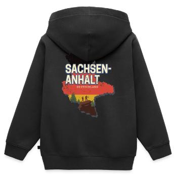 Sachsen Anhalt Deutschland Bundesland Souvenir - Kinder Premium Organic Zip Hoodie - Schwarz - Hinten - AI Model Kid Male (0cm)