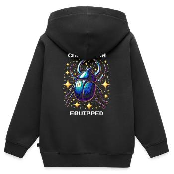 Scarabée équipé pour animaux de compagnie | Égypte - Sweat Premium à capuche zippé enfant bio - noir - Dos - AI Model Kid Male (0cm)